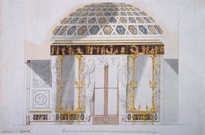 Tsarskoye Selo में अगेती मंडप में जैस्पर कैबिनेट के लिए डिजाइन, c.1780 (कागज पर wc के साथ कलम und स्याही)